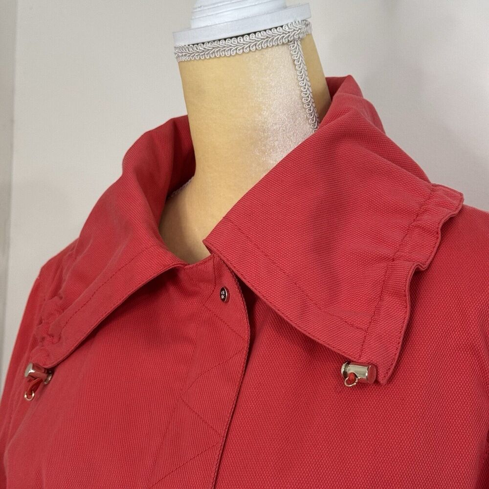 Carolina Herrera Cotton Spring Jacket Size Medium Red Coral Lined - Picture 6 of 15